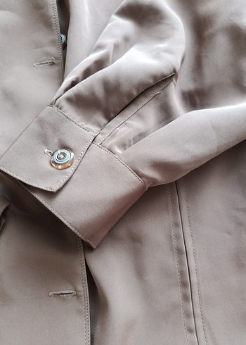 Düğmeli Bej Kadın Keten Gömlek - Görsel 6