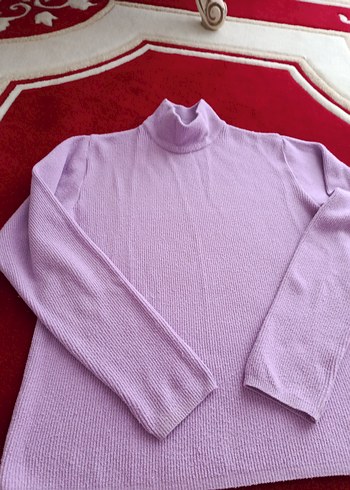 Kadın Mor Boğazlı Triko Kazak - Görsel 4