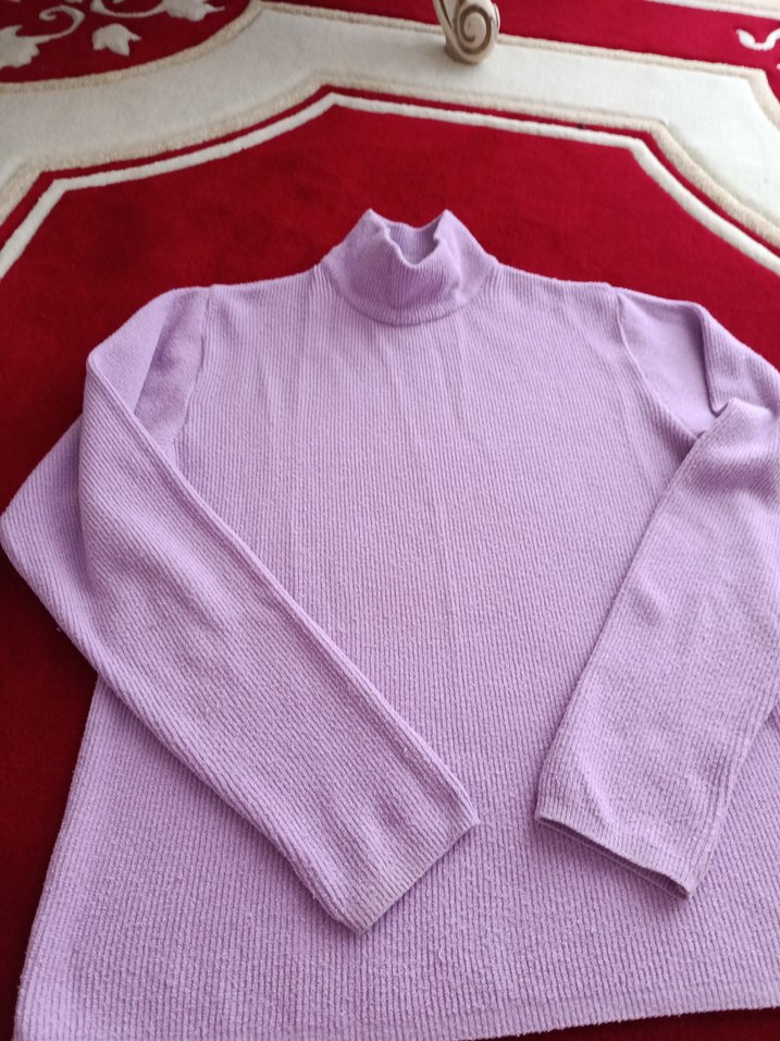 Kadın Mor Boğazlı Triko Kazak - Görsel 4