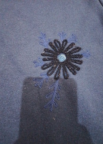 Nakışlı Mavi Kadın Sweatshirt - Görsel 3