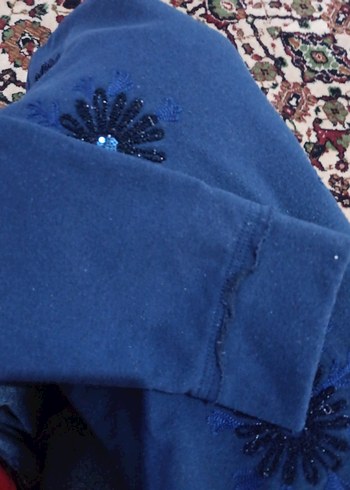 Nakışlı Mavi Kadın Sweatshirt - Görsel 5