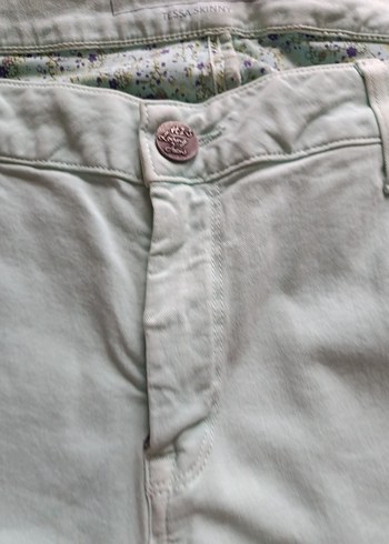 yeşil  Midi Pamuklu Kadın Pantolon - Görsel 3