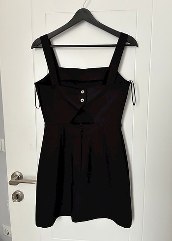 Siyah Strappy Midi Elbise - Görsel 3