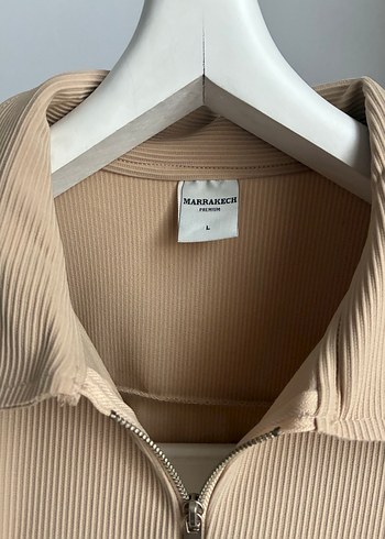 Bej Erkek Polo Tişört Yarım Fermuarlı - Görsel 3