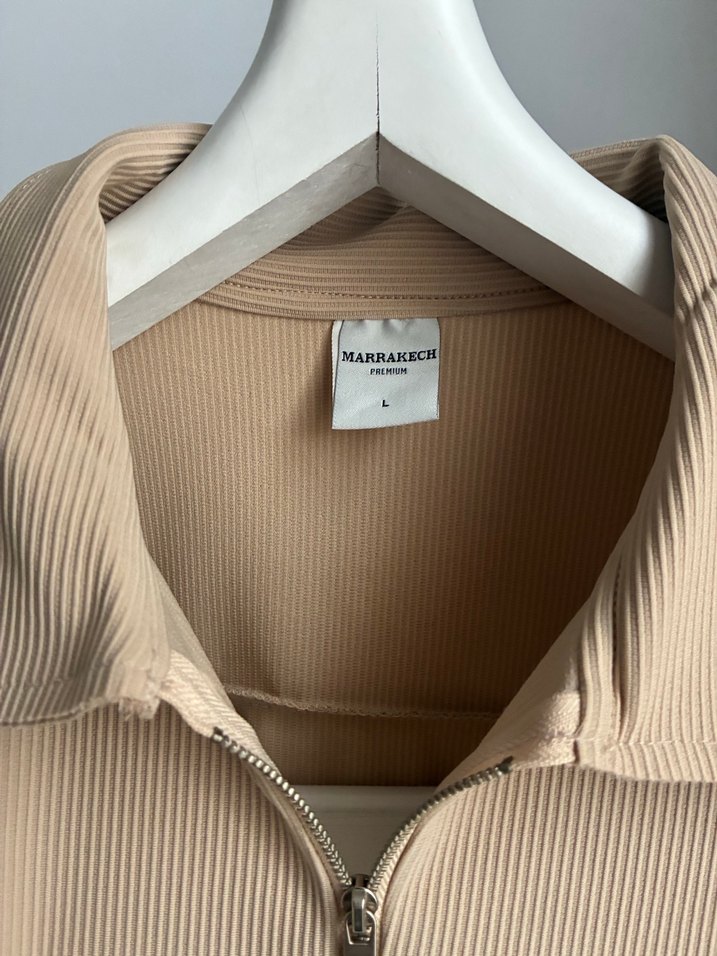 Bej Erkek Polo Tişört Yarım Fermuarlı - Görsel 3