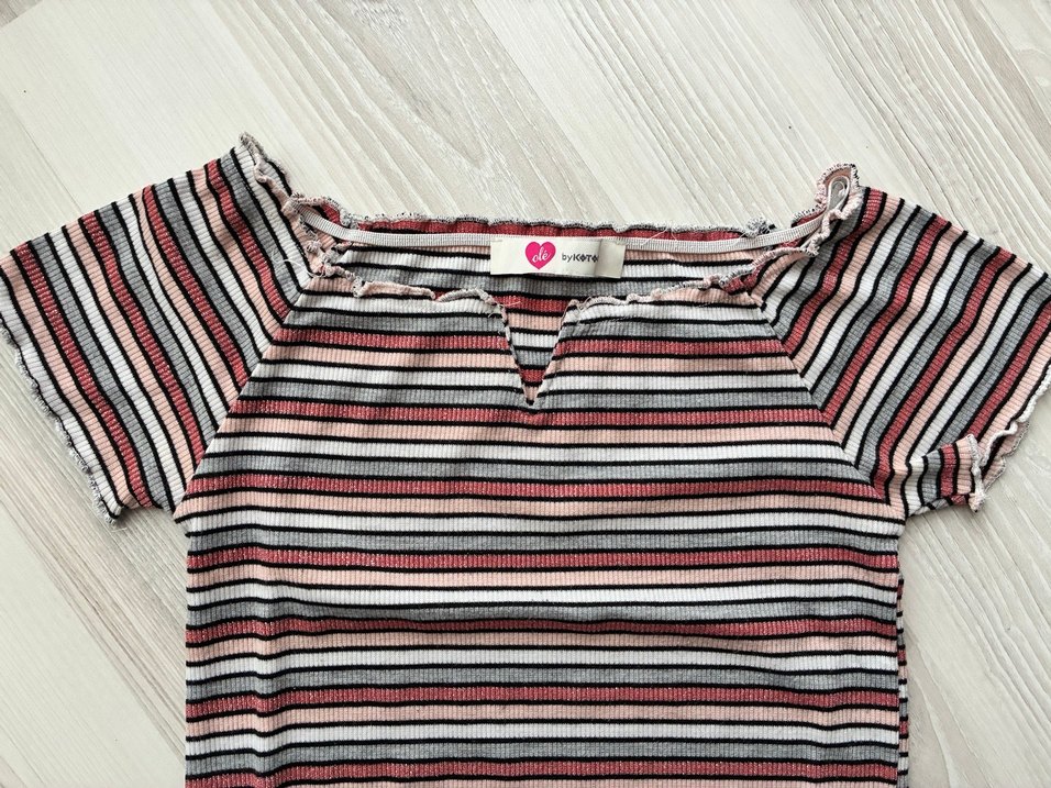 Çizgili Kısa Kollu Kadın Tişört - Görsel 2