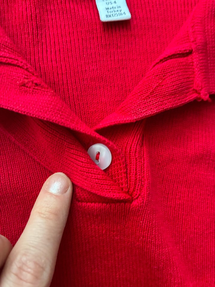 Kadın Kırmızı Düğmeli Polo Tişört - Görsel 3