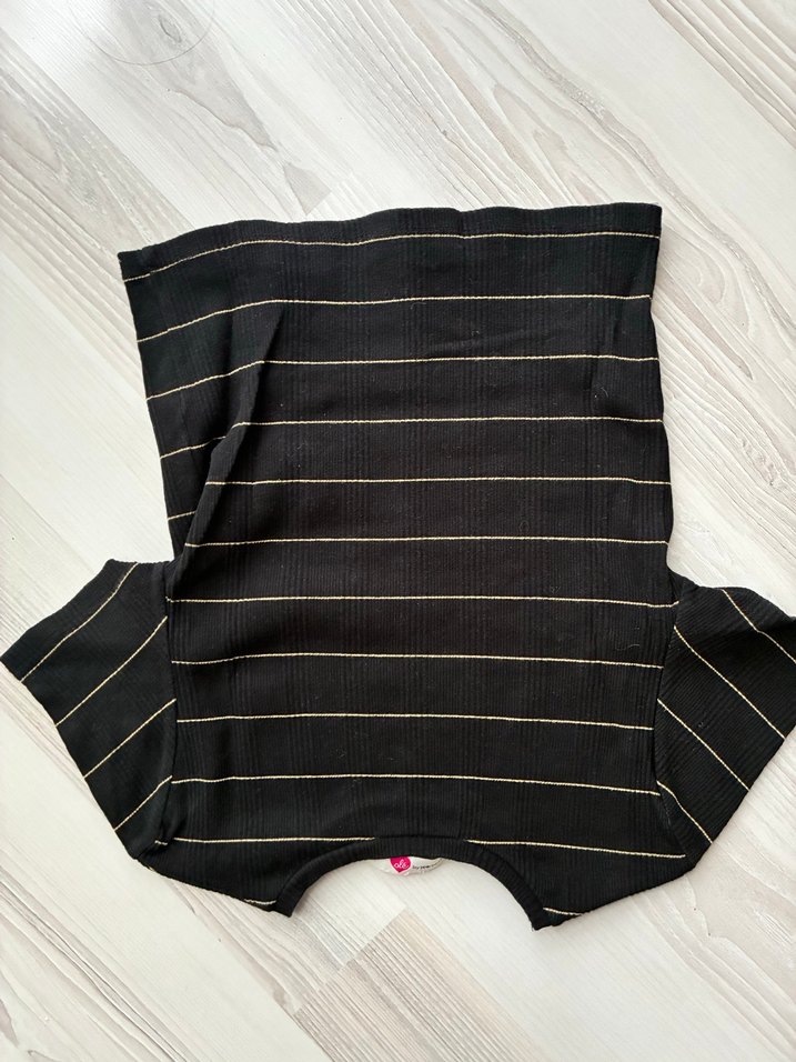 Kadın Siyah Çizgili Kısa Kollu Tişört - Görsel 2