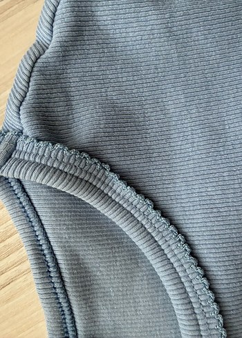 Kadın Gri Denim Kısa Kollu Tişört - Görsel 3