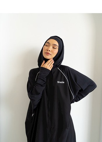 Shazia marka Siyah Uzun Kadın Spor haşema Rahat Elbise burkini - Görsel 2