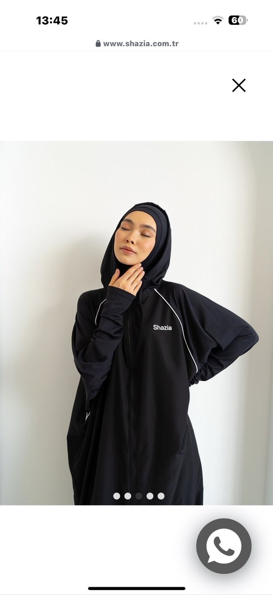 Shazia marka Siyah Uzun Kadın Spor haşema Rahat Elbise burkini - Görsel 2