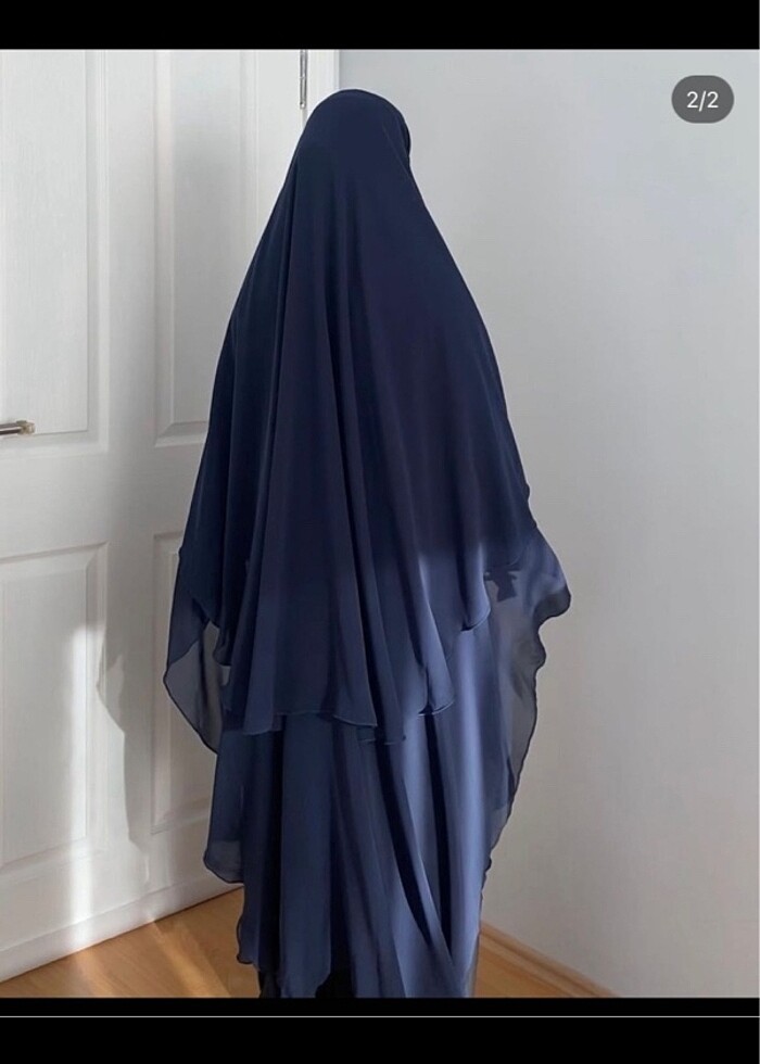 İki katlı siyah sufle - khimar - hijab - Görsel 3