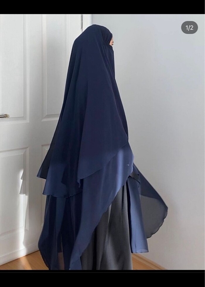İki katlı siyah sufle - khimar - hijab - Görsel 2