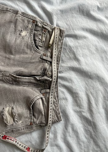 Gri Mini Kadın Kot Şort stradivairus D93 - Görsel 4