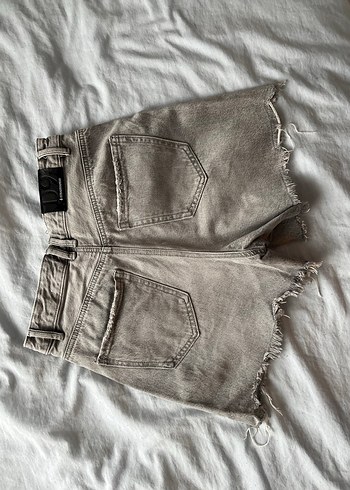 Gri Mini Kadın Kot Şort stradivairus D93 - Görsel 3