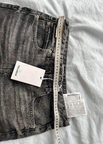 Pull and bear bermuda kot şort yüksek bel - Görsel 4