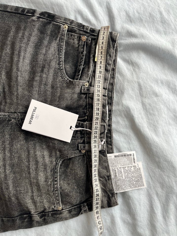 Pull and bear bermuda kot şort yüksek bel - Görsel 4