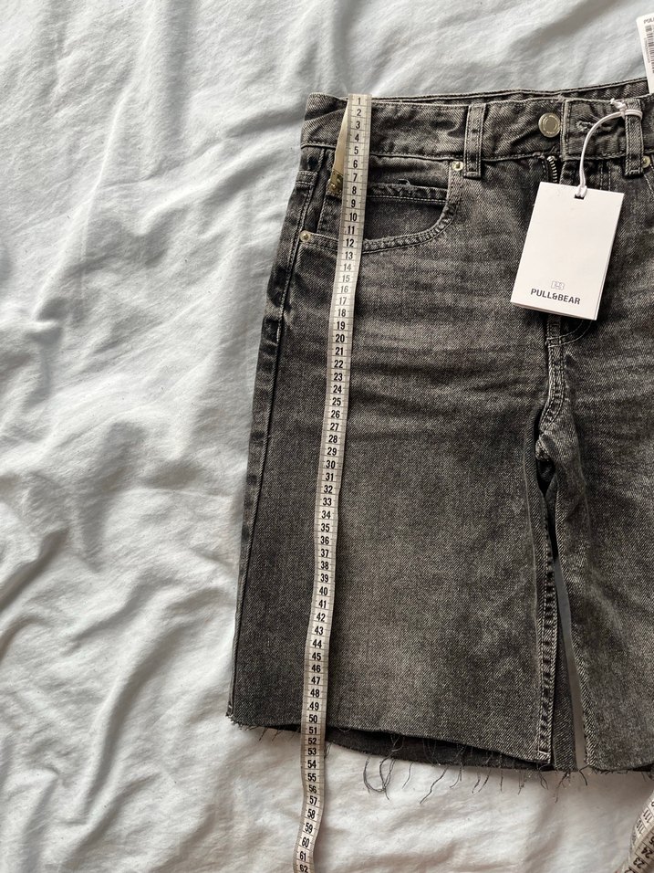 Pull and bear bermuda kot şort yüksek bel - Görsel 5