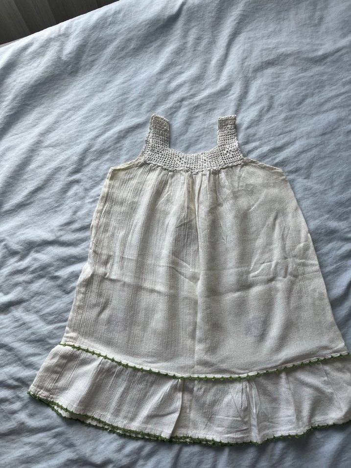 Nakışlı Bohem Kız Çocuk Elbisesi keten - Görsel 3