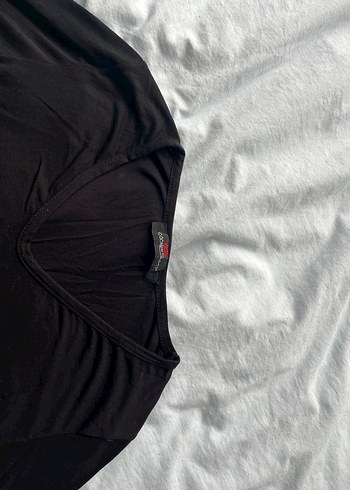 Siyah V Yaka Kadın Bluz cool and sexy pamuklu body bluz - Görsel 2