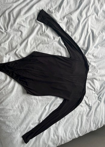 Siyah V Yaka Kadın Bluz cool and sexy pamuklu body bluz - Görsel 3