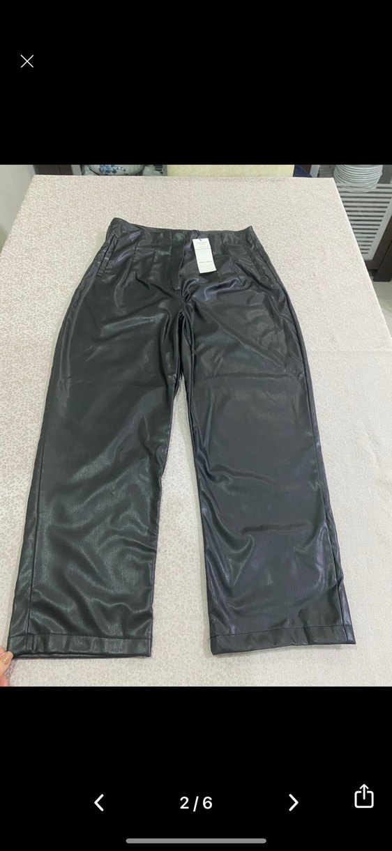 Kadın Siyah Deri pantolon - Görsel 2
