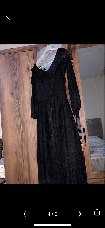 s Beden siyah Renk Siyah Simli Yırtmaçlı Abiye