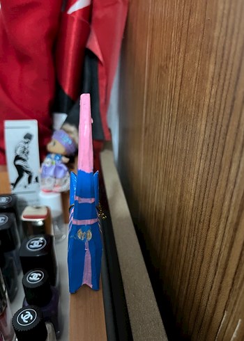 Renkli El Yapımı Ahşap Kedi Figürü - Görsel 3