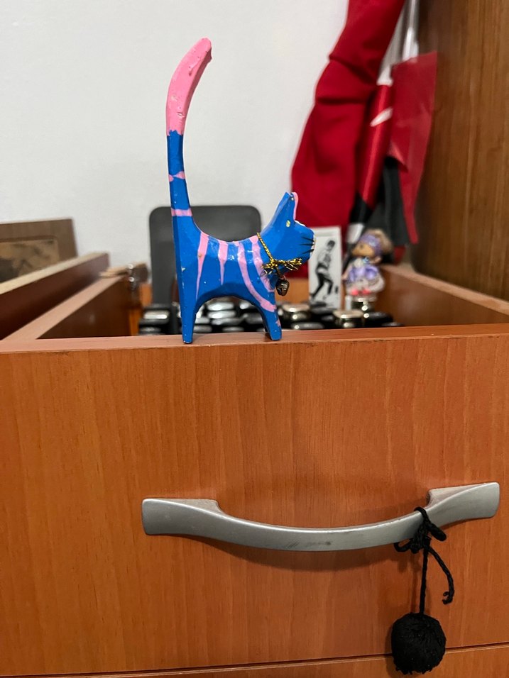 Renkli El Yapımı Ahşap Kedi Figürü - Görsel 2