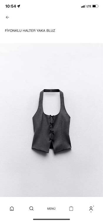 Zara fiyonklu halter bluz