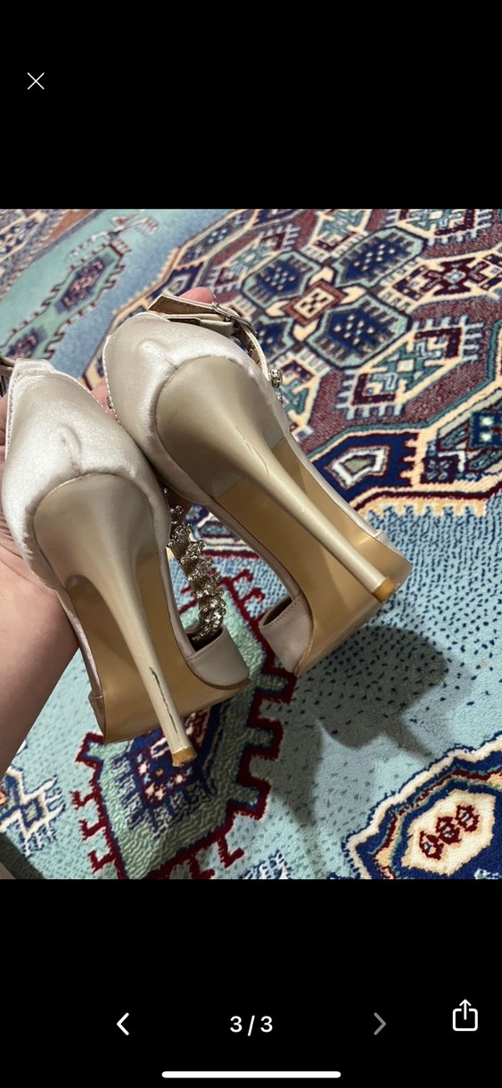 İnci Detaylı Beyaz Stiletto Kadın Abiye Ayakkabı - Görsel 3