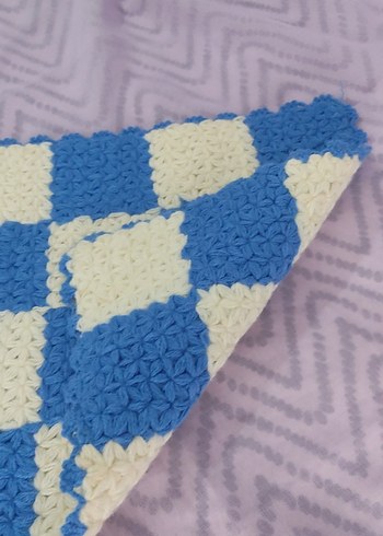 Mavi Beyaz Kareli Duş lifi çeyizlik - Görsel 3