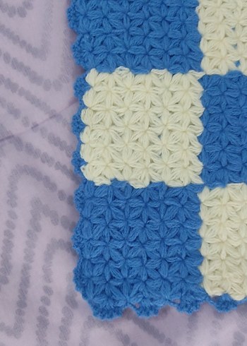 Mavi Beyaz Kareli Duş lifi çeyizlik - Görsel 2