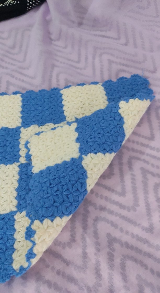 Mavi Beyaz Kareli Duş lifi çeyizlik - Görsel 3