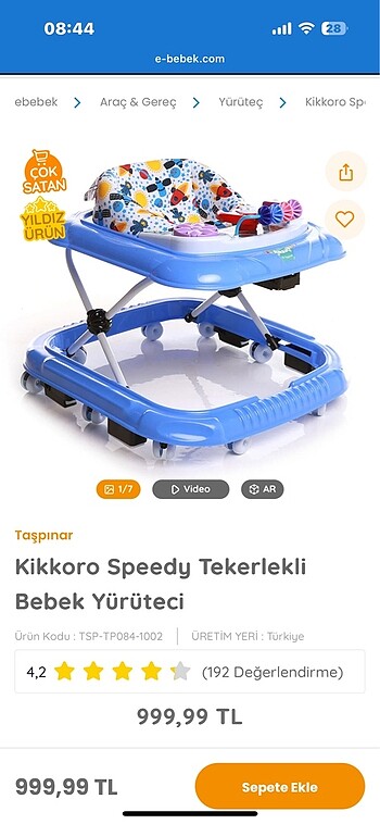 Prego Kikkoro Speedy Tekerlekli Bebek Yürüteci