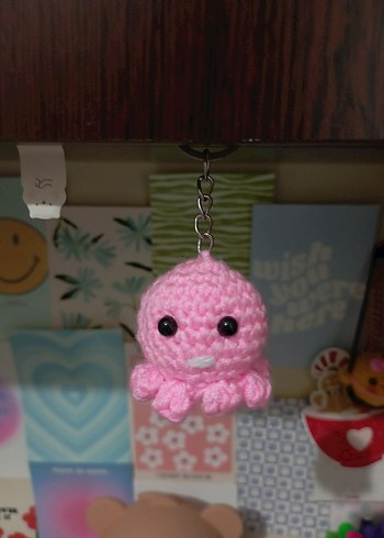 Pembe Örgü Ahtapot Anahtarlık