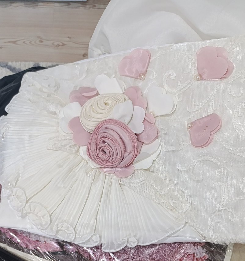 Pembe Nakışlı Yatak Örtüsü - Görsel 2