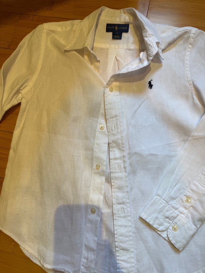 Ralph laurenUzun Kollu Beyaz Keten Erkek Çocuk Gömlek - Görsel 4