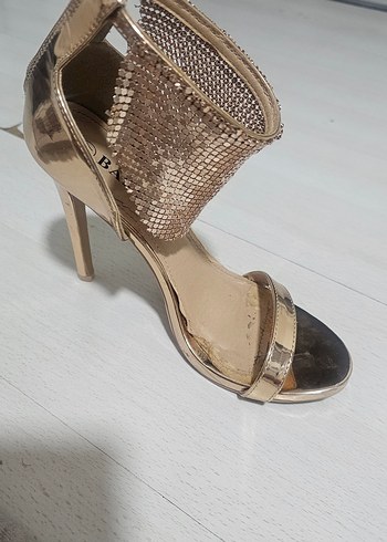 Bakir Parlak Yılan Desenli Dolgu Topuklu Abiye Ayakkabı - Görsel 7