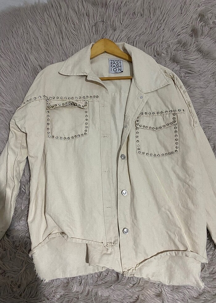 Taşlı keten gömlek - Görsel 2