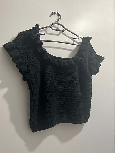 H&M H&M örgü siyah bluz
