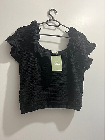H&M örgü siyah bluz