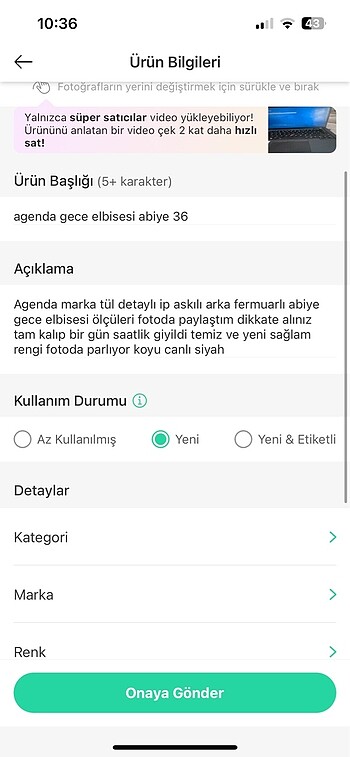 agenda marka gece elbisesi abiye 36 - Görsel 9