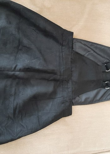 H&M Fermuarlı Siyah Süet Mini Elbise