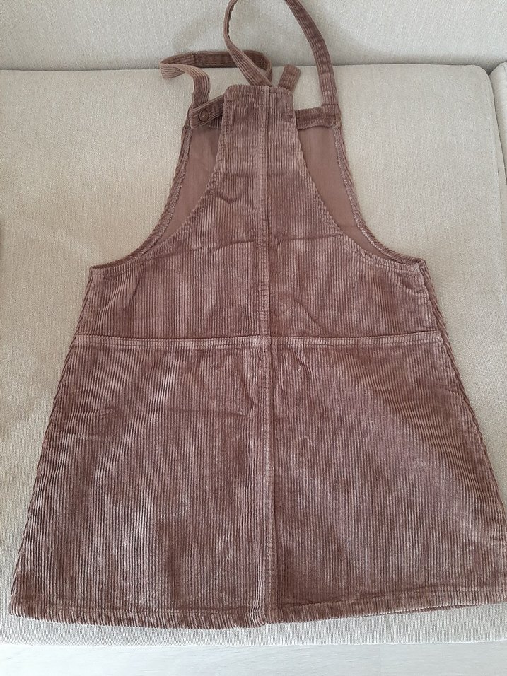 Kahverengi kadife Askılı Elbise - Görsel 2