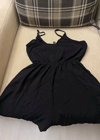 Siyah V Yakalı İnce Askılı Kadın Tulum - Görsel 2