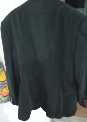 Düğmeli Siyah Süet Kadın Blazer - Görsel 3