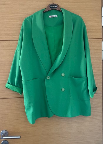 Düğmeli Yeşil Kadın Blazer