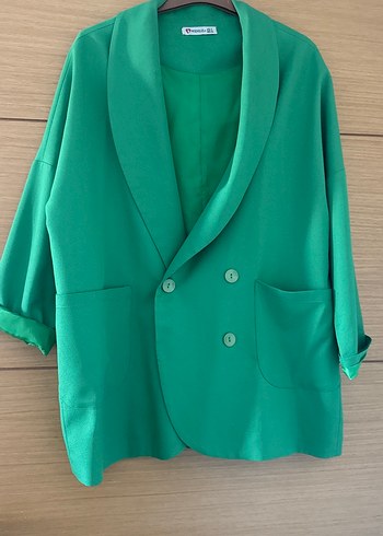 universal Beden Düğmeli Yeşil Kadın Blazer