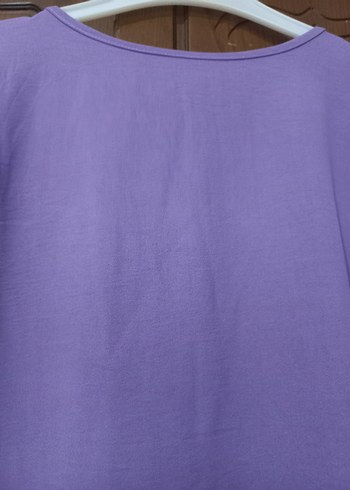 xl Beden mor Renk Uzun Kollu Mor Keten Salaş Tunik
